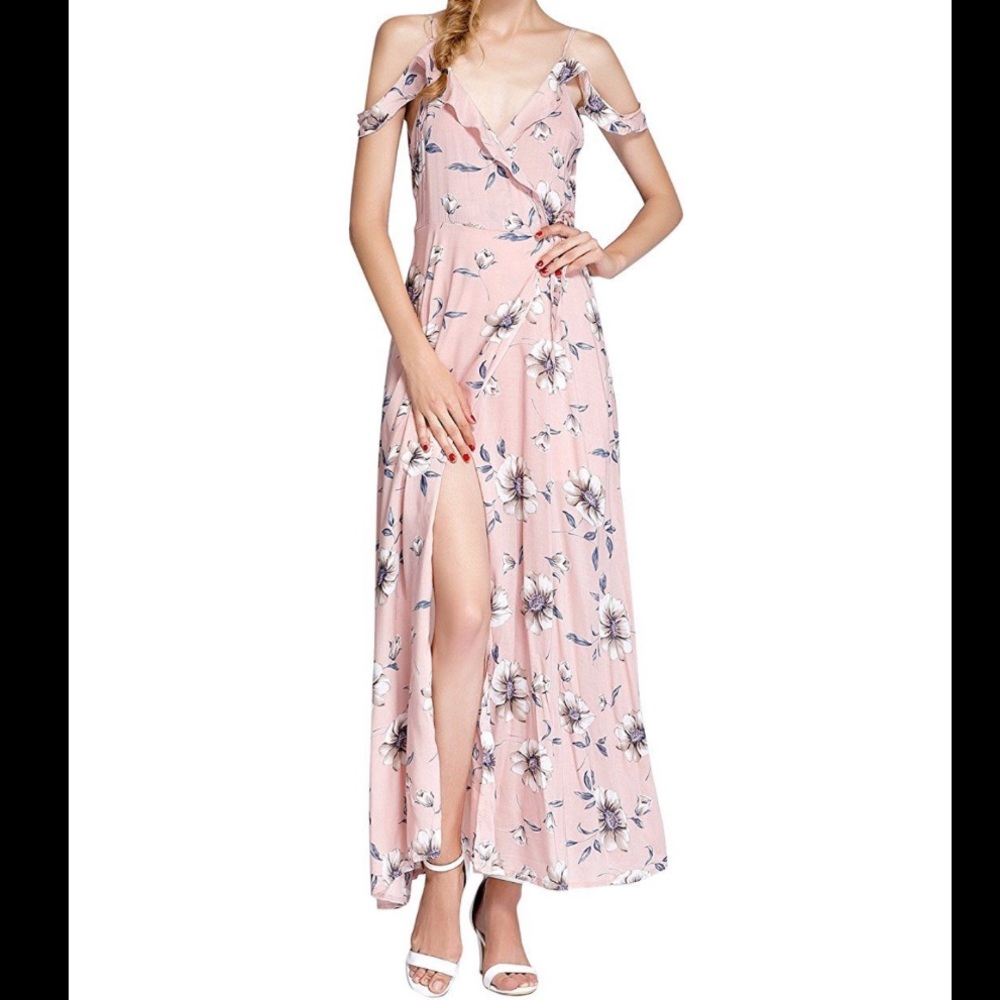 Floral Print Front Slit Maxi Dress